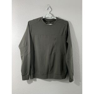 Zyia Active Men's Athletic Army Green Crewneck‎ Pullover size Large Zip Pocket